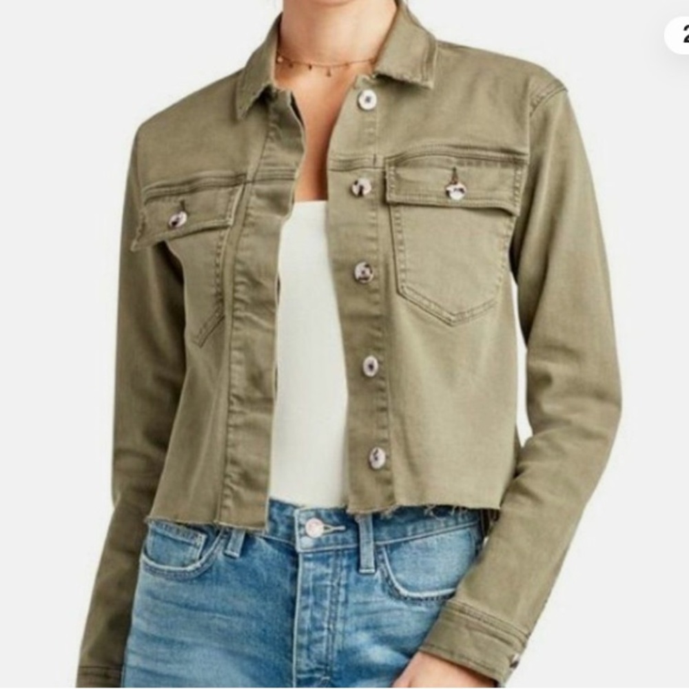 Sam Edleman Green The Aimee Jacket, Military Detail, Raw Hem | Size Large